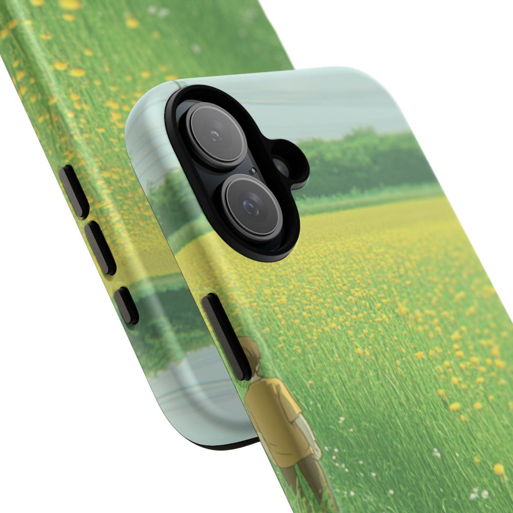 Jongen Wandelt Door Geel Bloemenveld