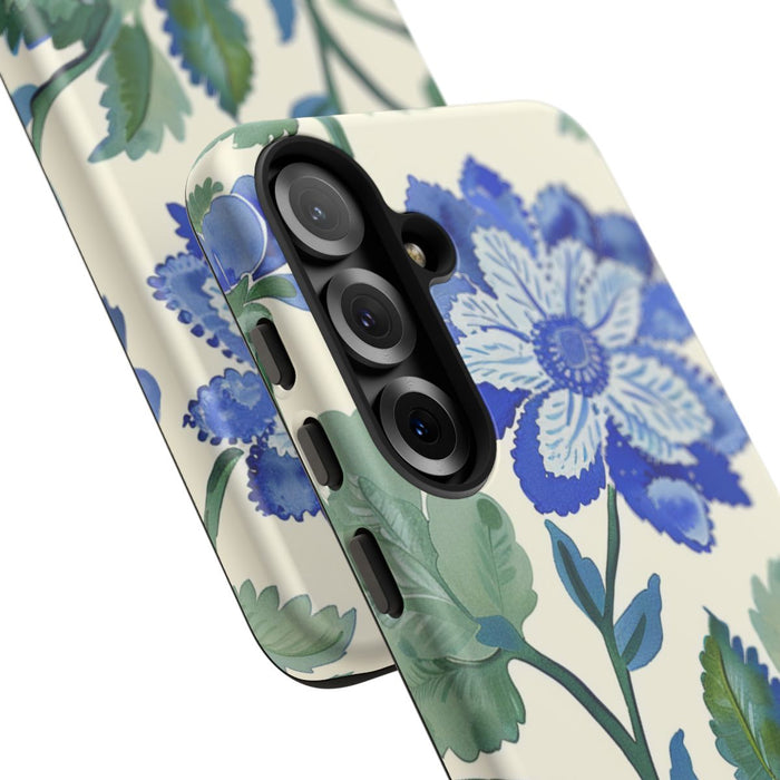 Blauw Waterverf Bloemenpatroon