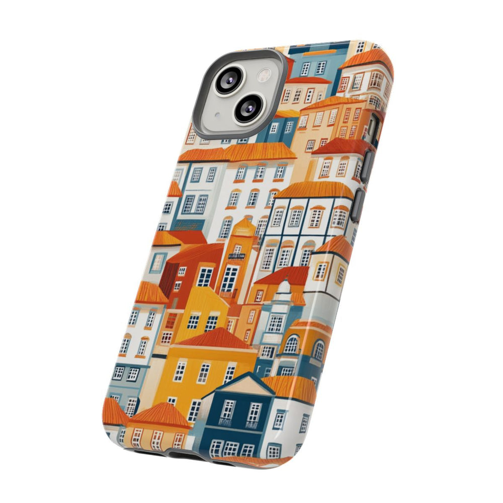 Kleurrijke Huisjespatroon met Glanzende Afwerking