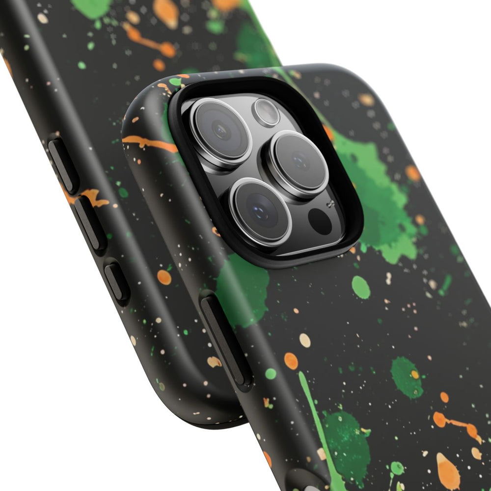 Groene en Oranje Verfspattenpatroon