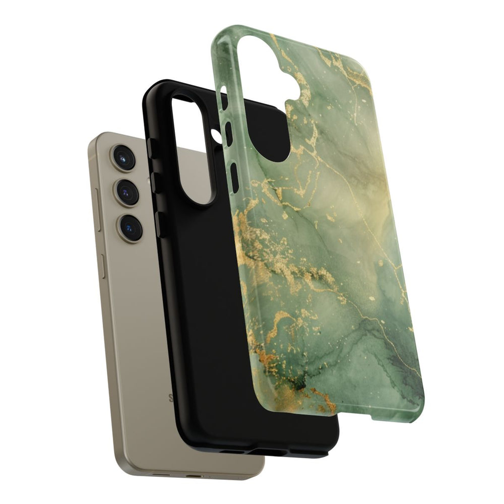Groene en Gouden Marmer Abstract