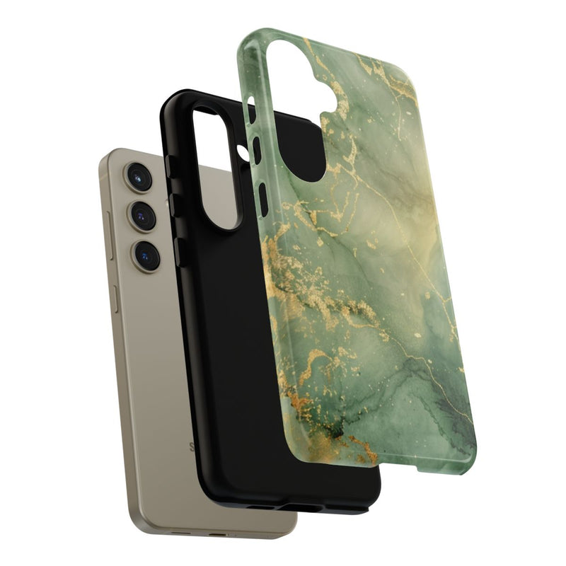 Groene en Gouden Marmer Abstract