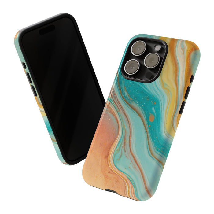 Oranje en Teal Marmer Abstract