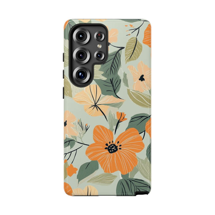 Oranje en Perzik Bloemenpatroon