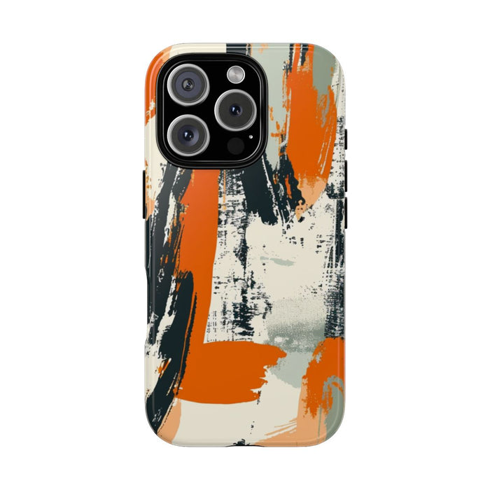 Abstract Oranje-Zwart Penseelstrepenpatroon