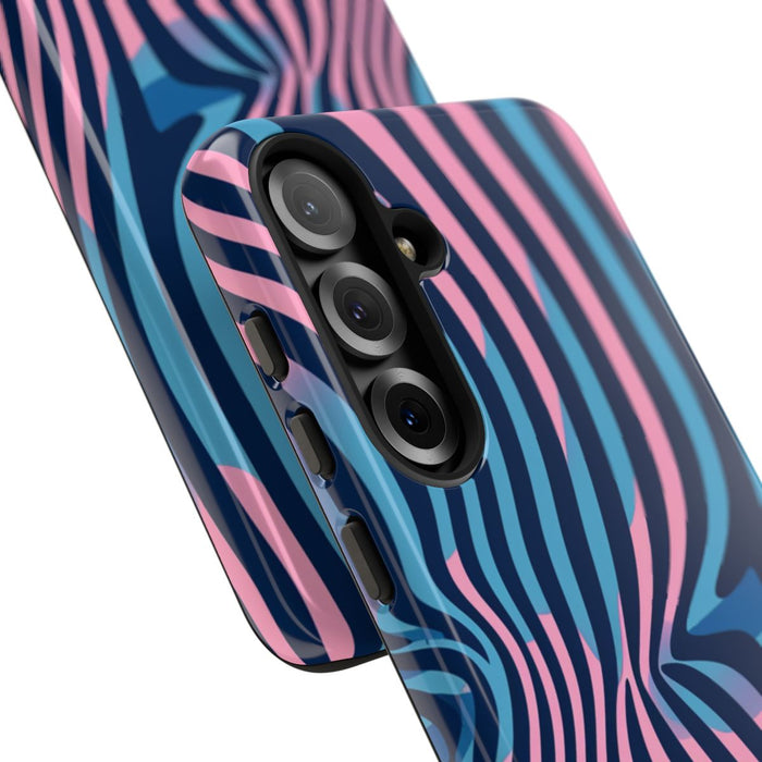 Golvend Blauw-Roze Optische Illusiepatroon