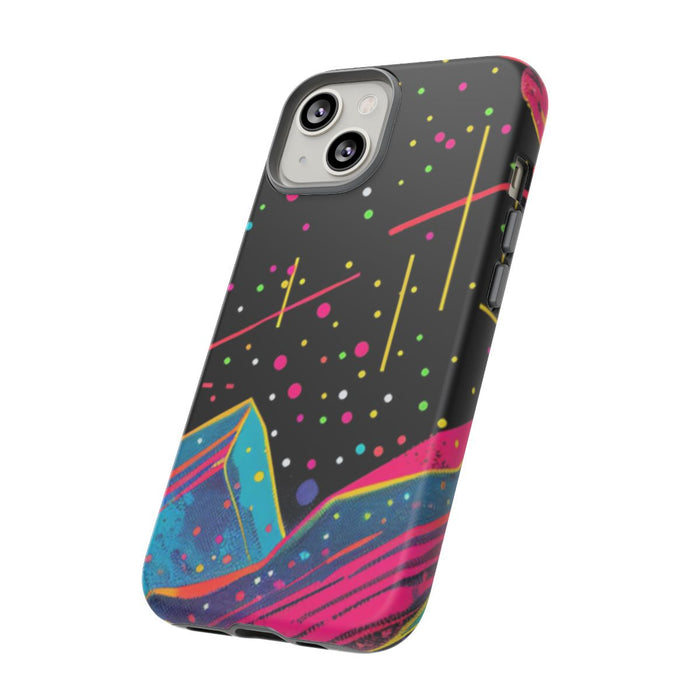 Neon Kosmisch Landschap met Planeten en Zon