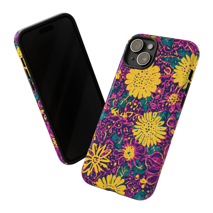 Gele en Paarse Bloemenprint
