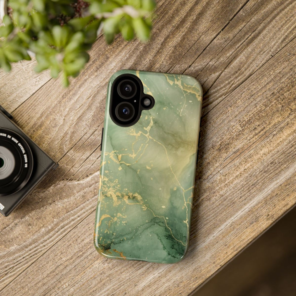 Groene en Gouden Marmer Abstract