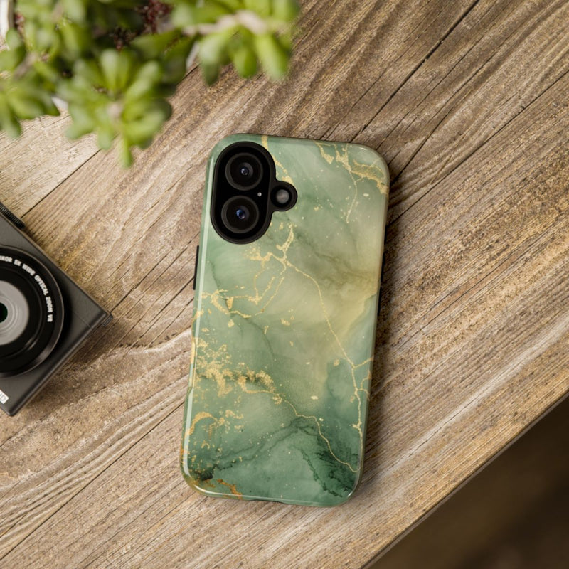Groene en Gouden Marmer Abstract