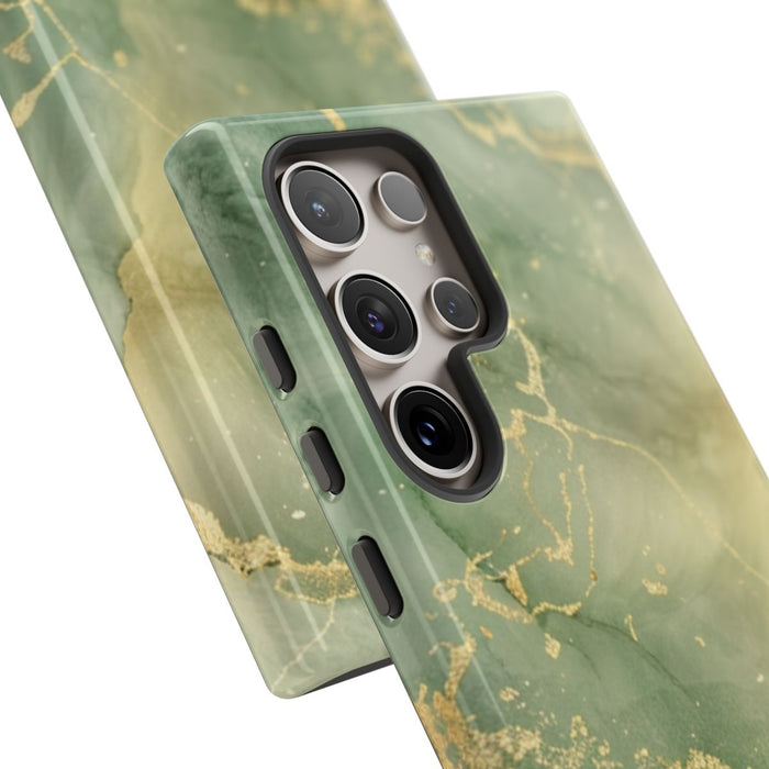 Groene en Gouden Marmer Abstract