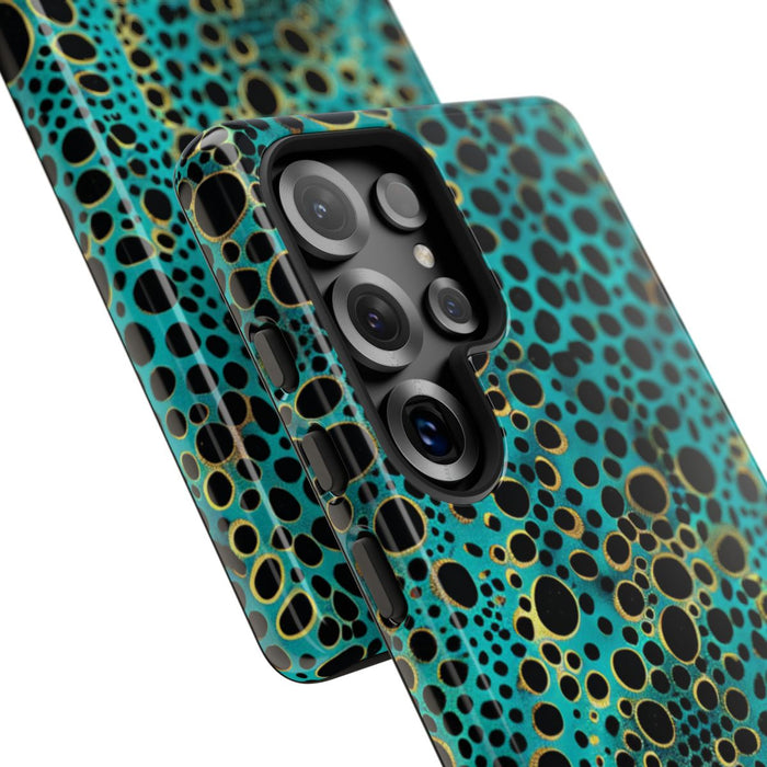 Turquoise en Zwart Abstract Stippenpatroon
