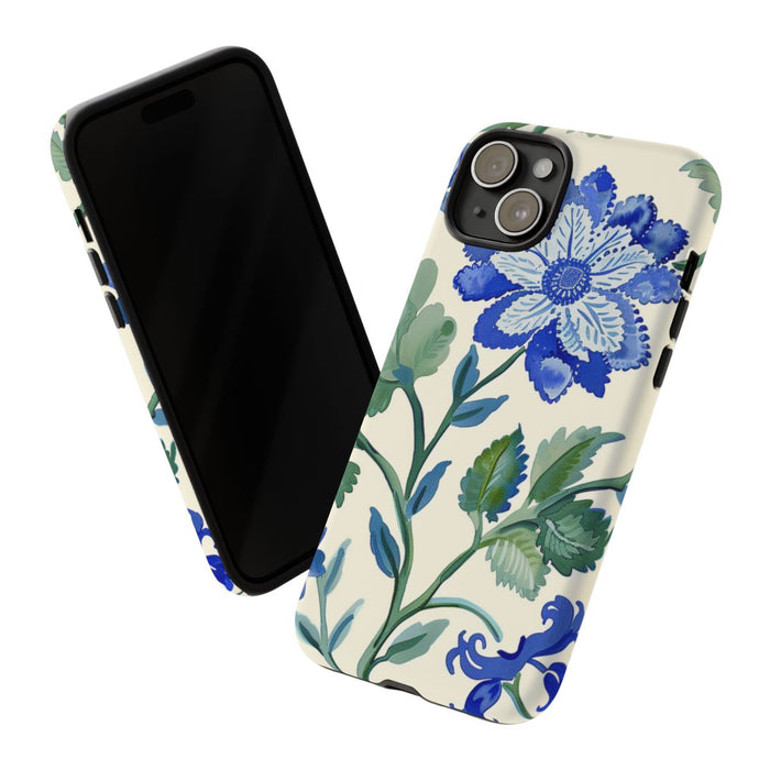 Blauw Waterverf Bloemenpatroon
