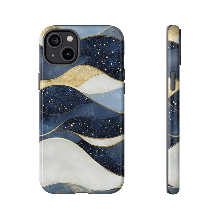 Abstract Blauw-Goud Golvenpatroon