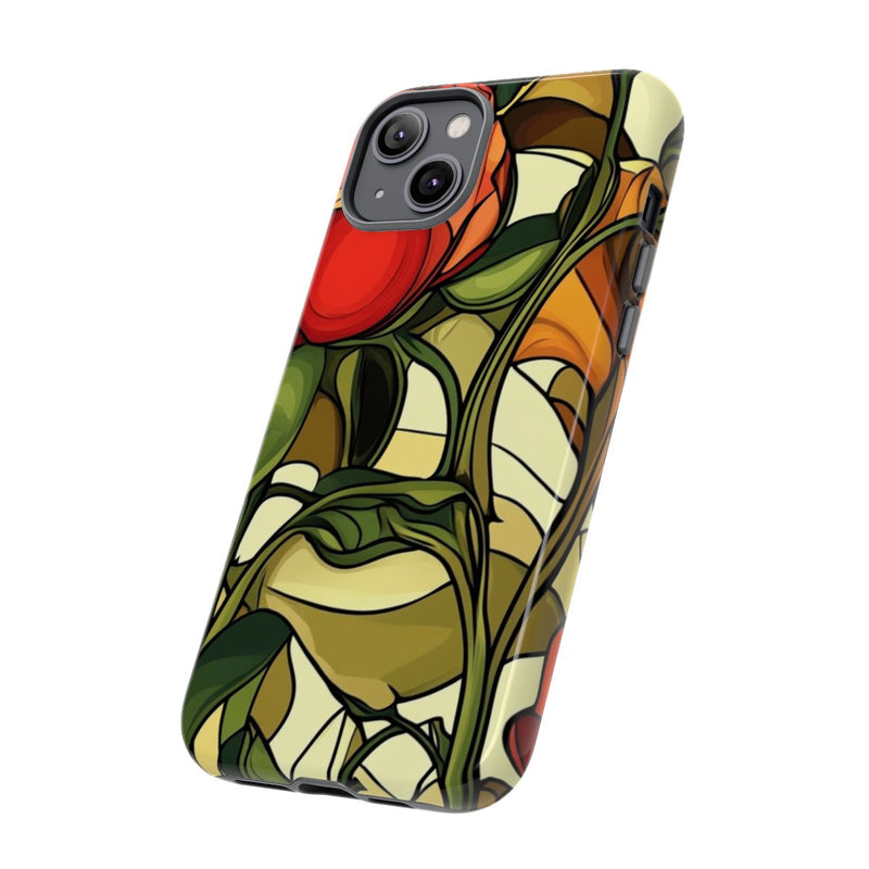 Rood-Oranje Art Nouveau Bloemmotief