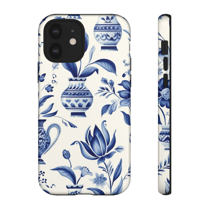 Blauw Bloemmotief met Delfts Vaaspatroon