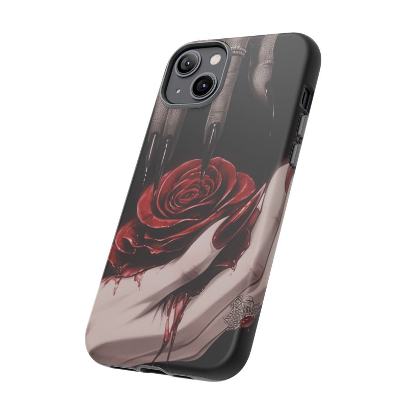 Donkere Gotische Handen met Bloedrode Roos