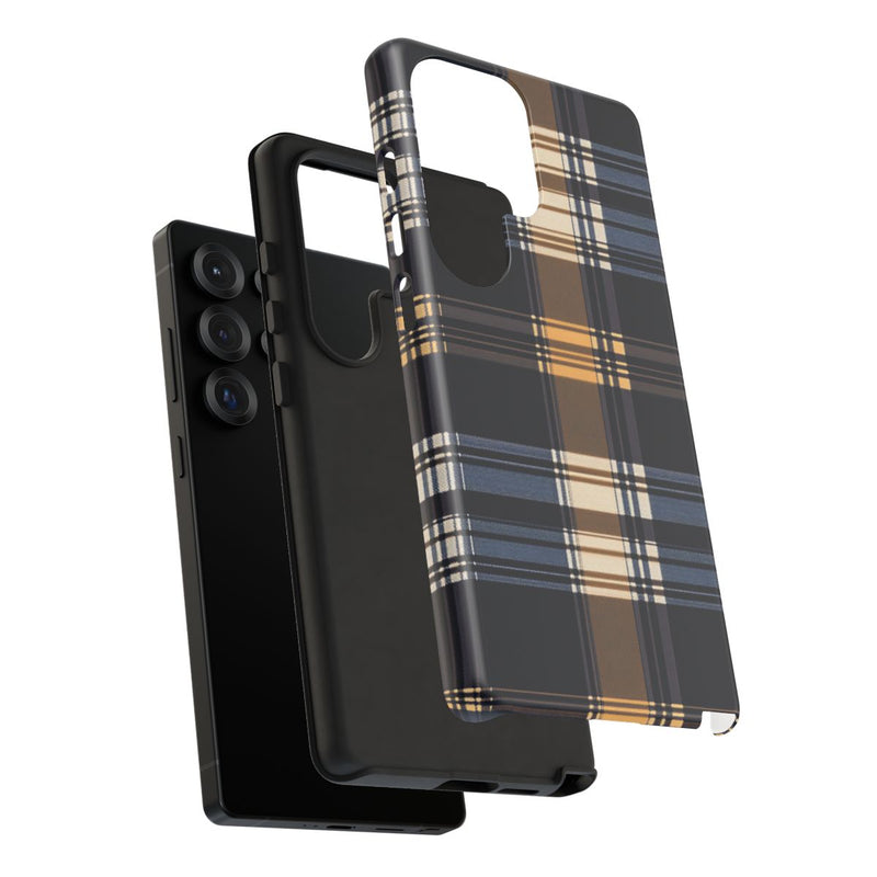 Caramel en Donkerblauw Geruit Patroon