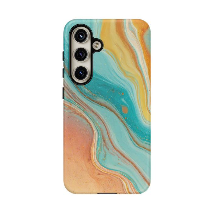 Oranje en Teal Marmerstructuur met Mat Effect