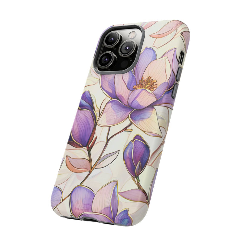 Paarse Magnolia’s in Glas-in-loodpatroon