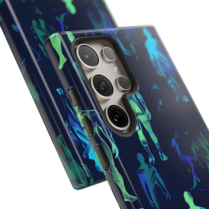 Blauw-Groene Neon Figurenpatroon