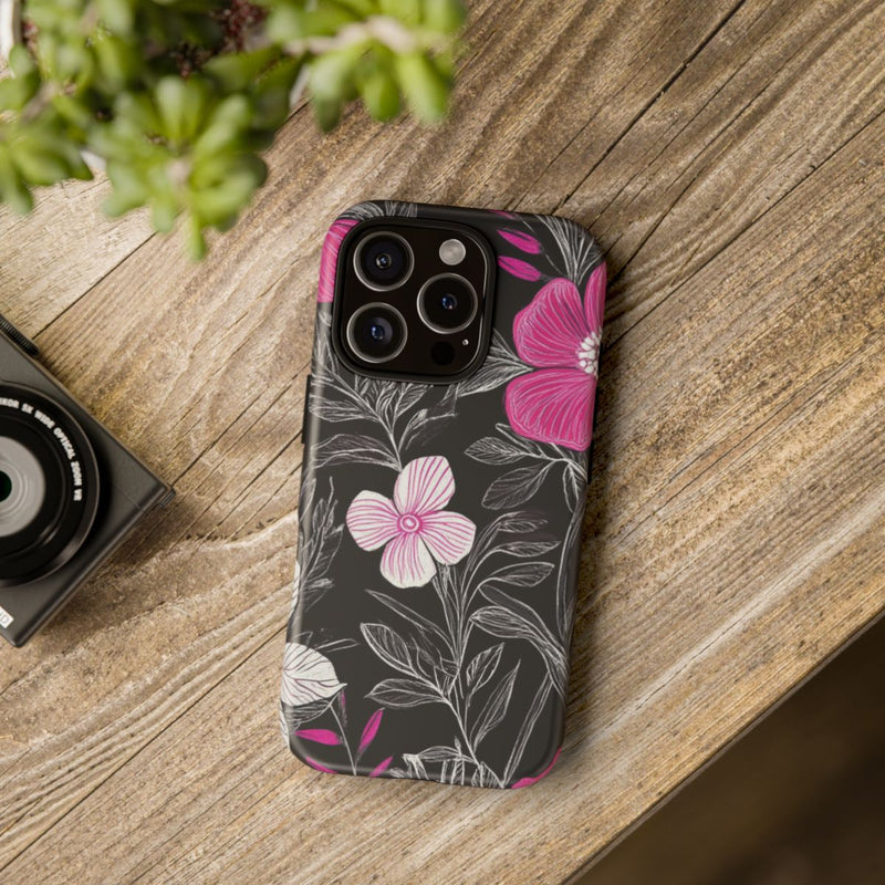 Roze en Witte Bloemenprint