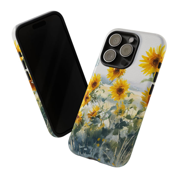 Gele Zonnebloemen in Pastelkleurig Landschap