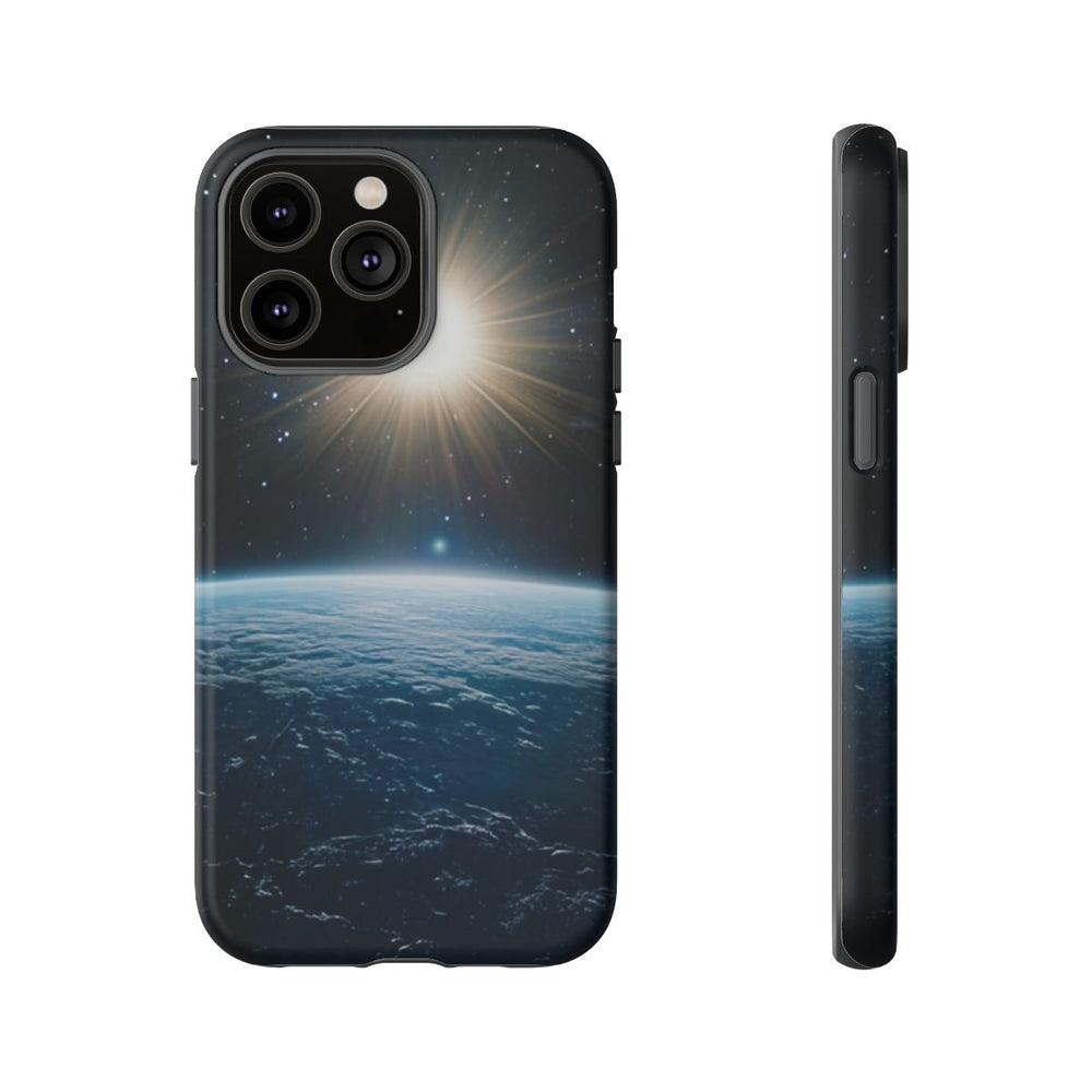 Blauwe Aardhorizon met Stralende Zon