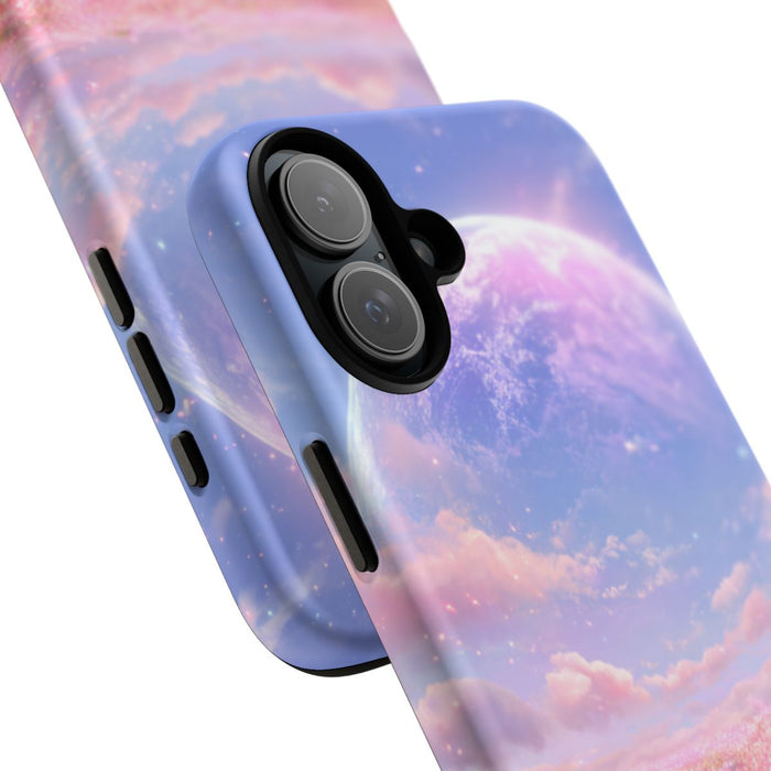 Roze Bloemenveld met Gloeiende Planeet