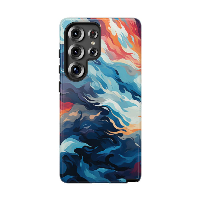 Abstracte Oceaangolven met Vurige Kleuren