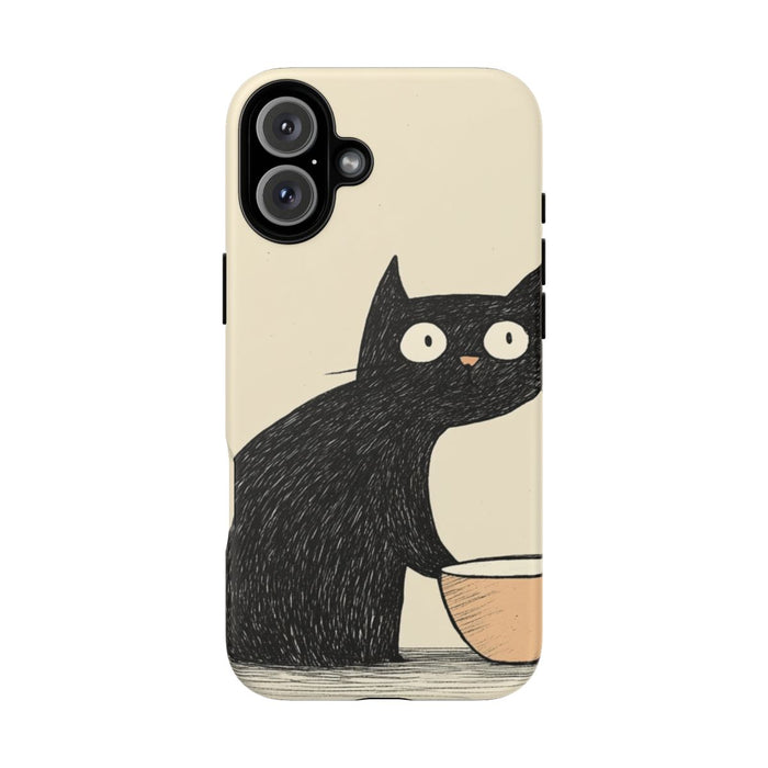 Zwarte Kat met Kom Illustratie