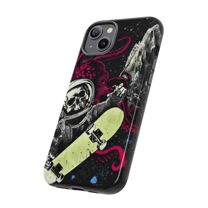 Schedel-Astronaut met Skateboard en Octopus