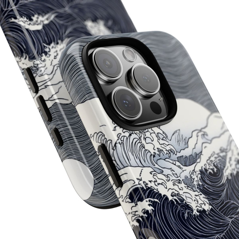 Monochrome Oceaangolven met Maan