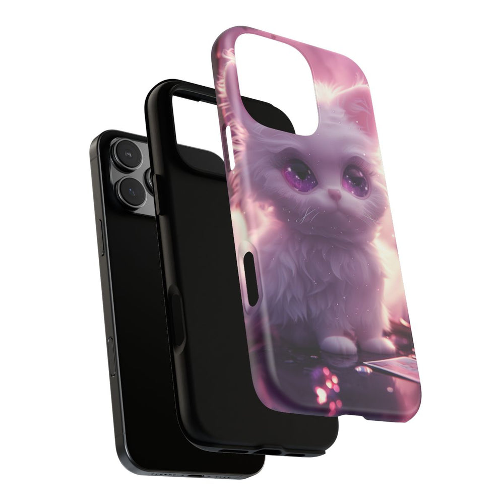Witte Fluffy Kat met Paarse Ogen