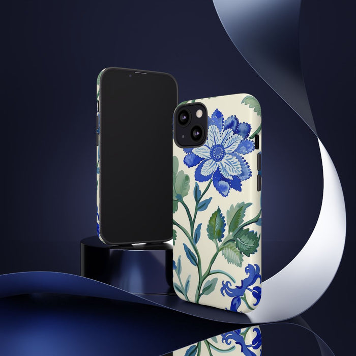 Blauw Waterverf Bloemenpatroon