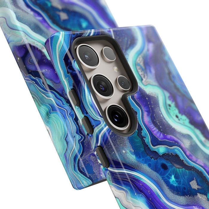 Blauw en Turquoise Geode Wervelpatroon