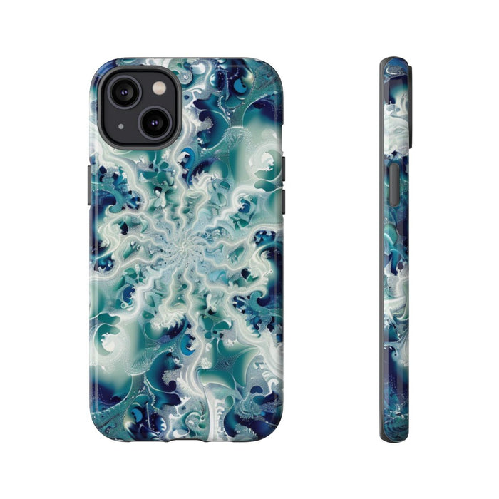 Blauw-Groene Fractalwerveling met Glans