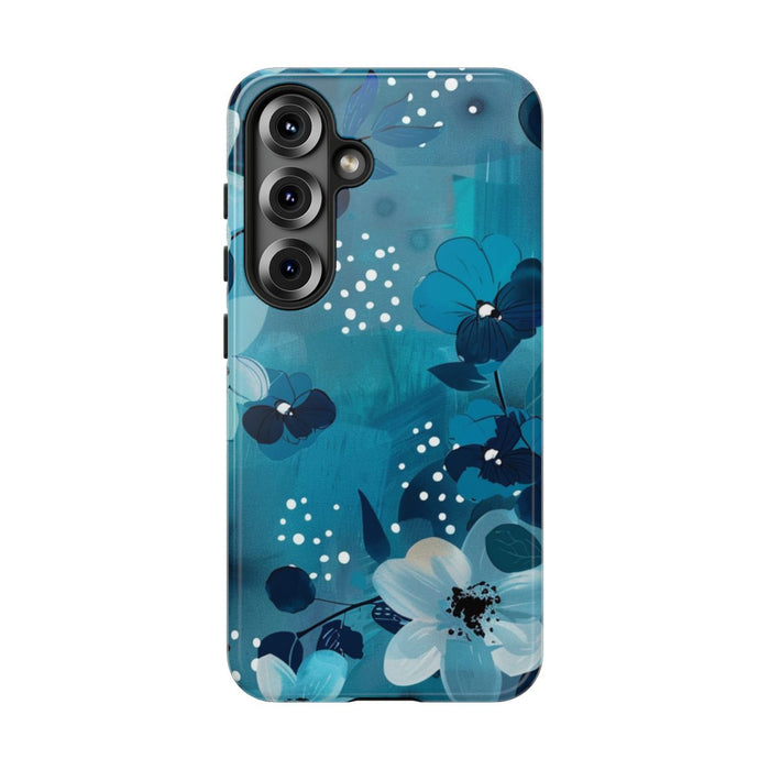 Turquoise Bloemenpatroon met Stippen
