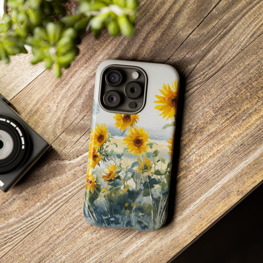 Gele Zonnebloemen in Pastelkleurig Landschap