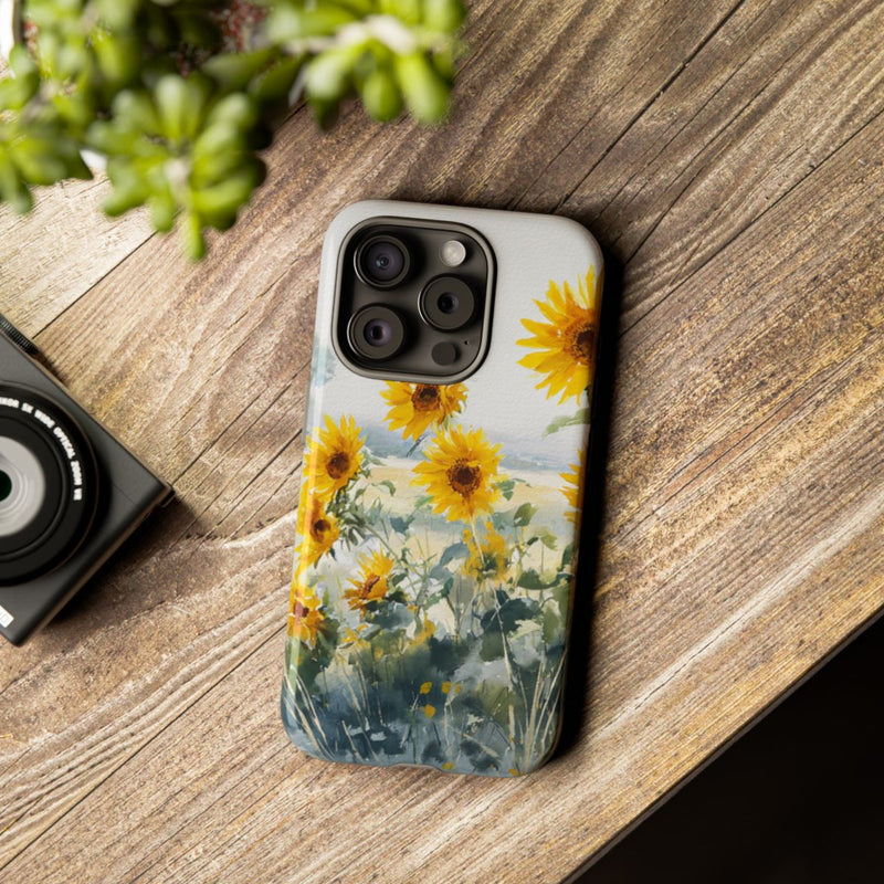 Gele Zonnebloemen in Pastelkleurig Landschap