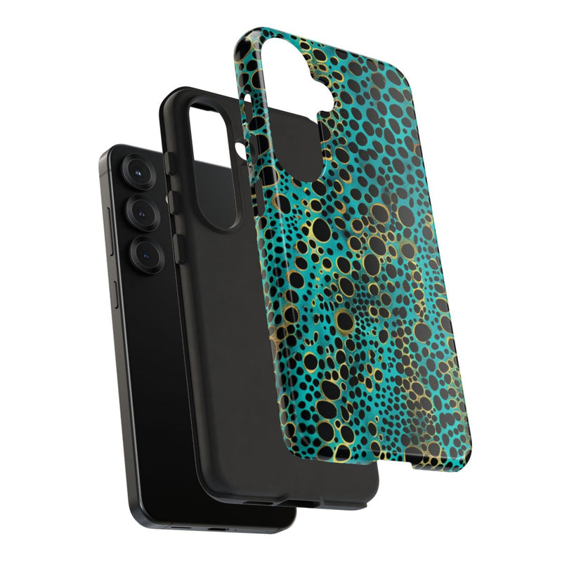 Turquoise en Zwart Abstract Stippenpatroon
