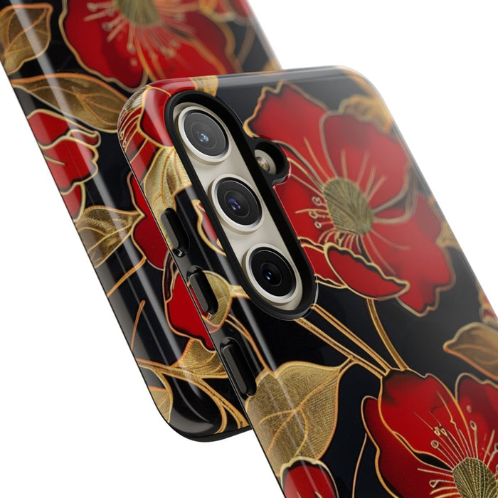 Rood-Gouden Bloemenpatroon