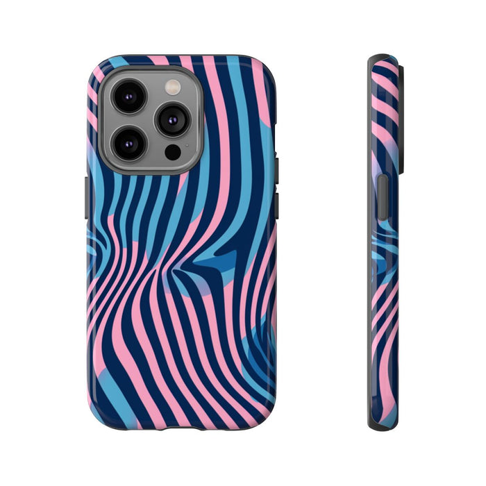 Golvend Blauw-Roze Optische Illusiepatroon