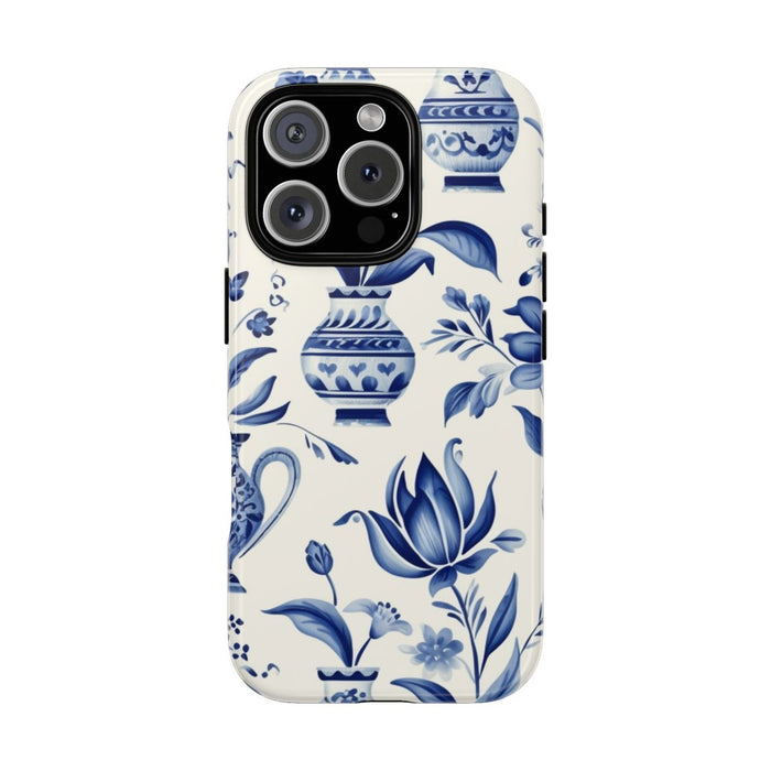 Blauw Bloemmotief met Delfts Vaaspatroon