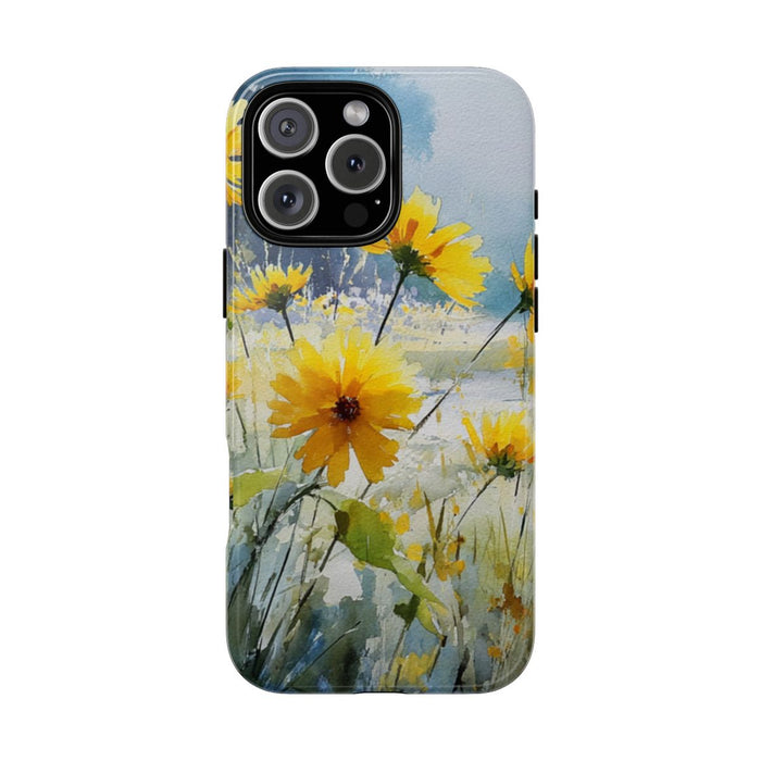 Gele Zonnebloemen in Pastelkleurig Landschap