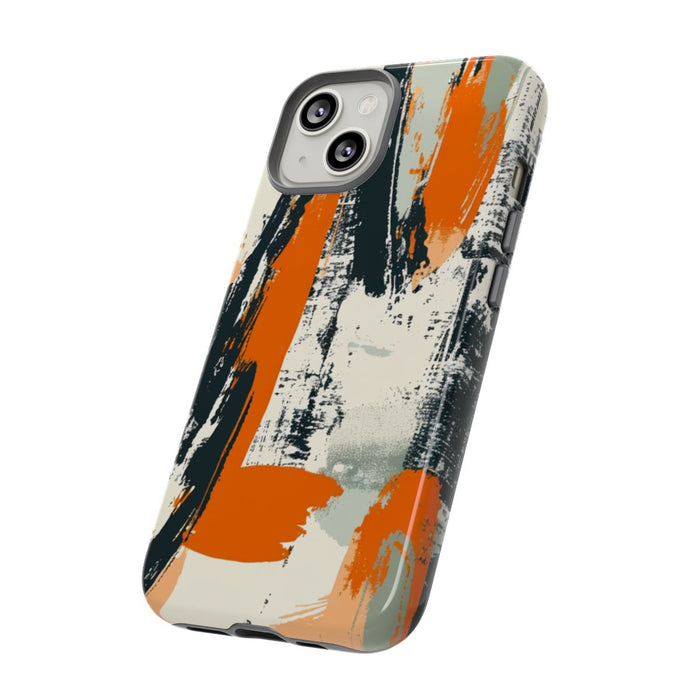 Abstract Oranje-Zwart Penseelstrepenpatroon