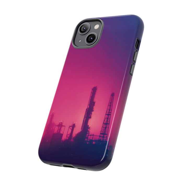 Industrieel Silhouet met Neon Gloed