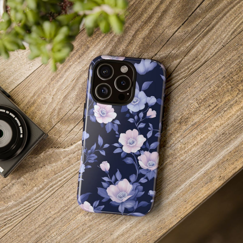 Elegant Blauw-Roze Bloemenpatroon