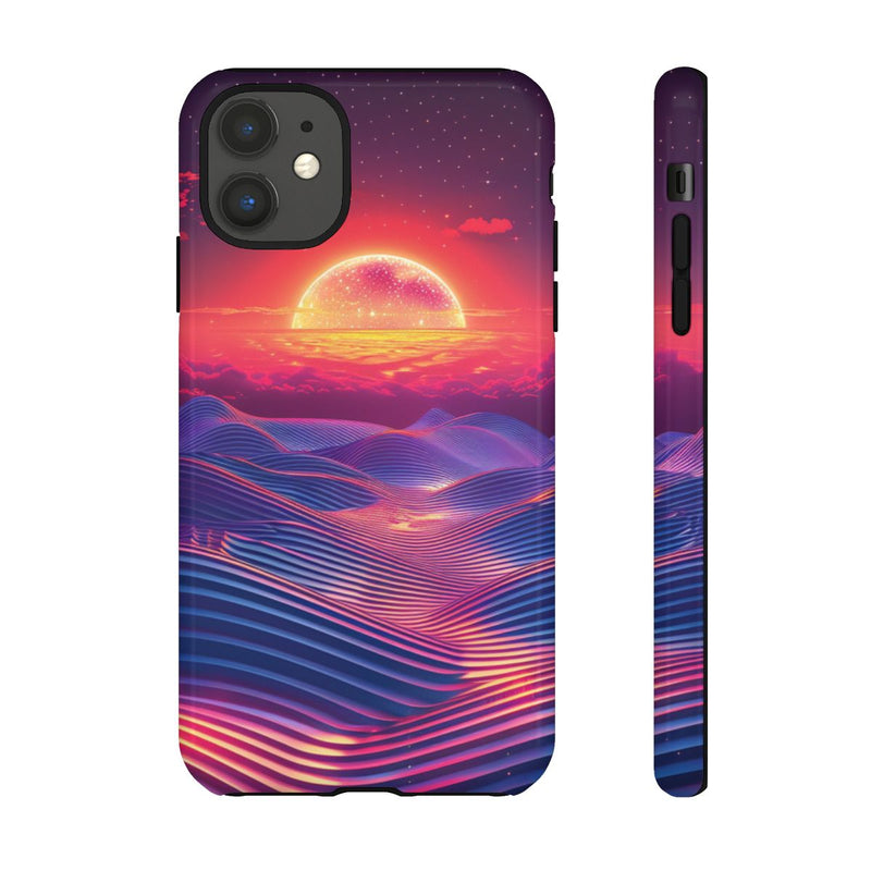 Levendige Zonsondergang met Abstracte Golven