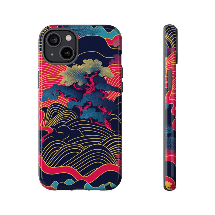 Neon Japanse Landschapspatroon